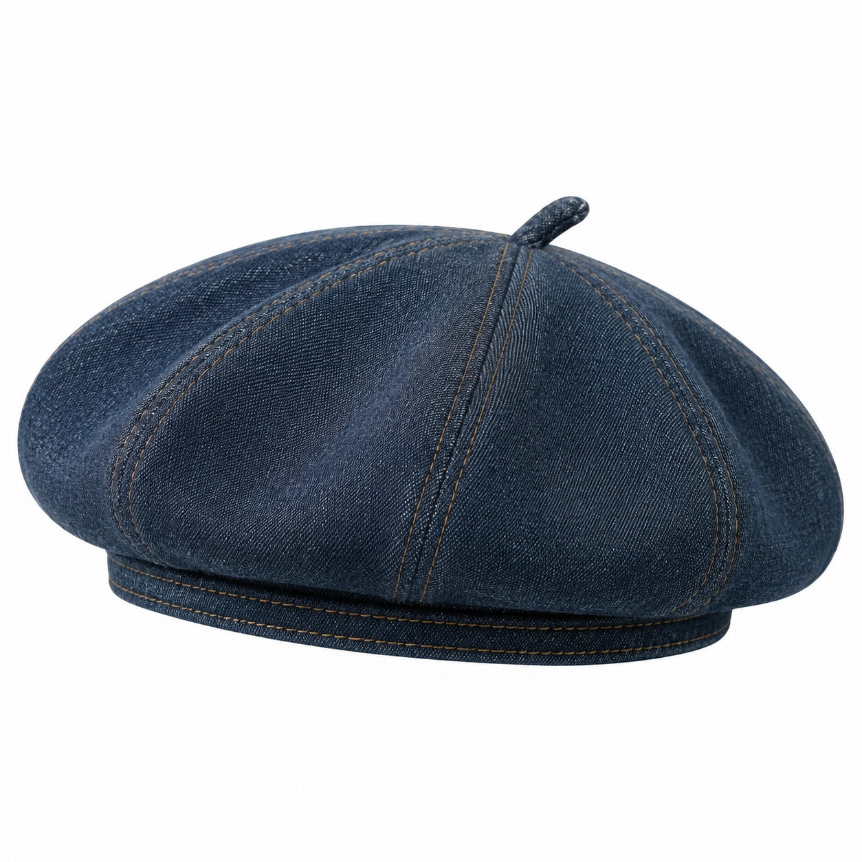 Basco taglia unica in denim blu scuro con cuciture a vista stile casual