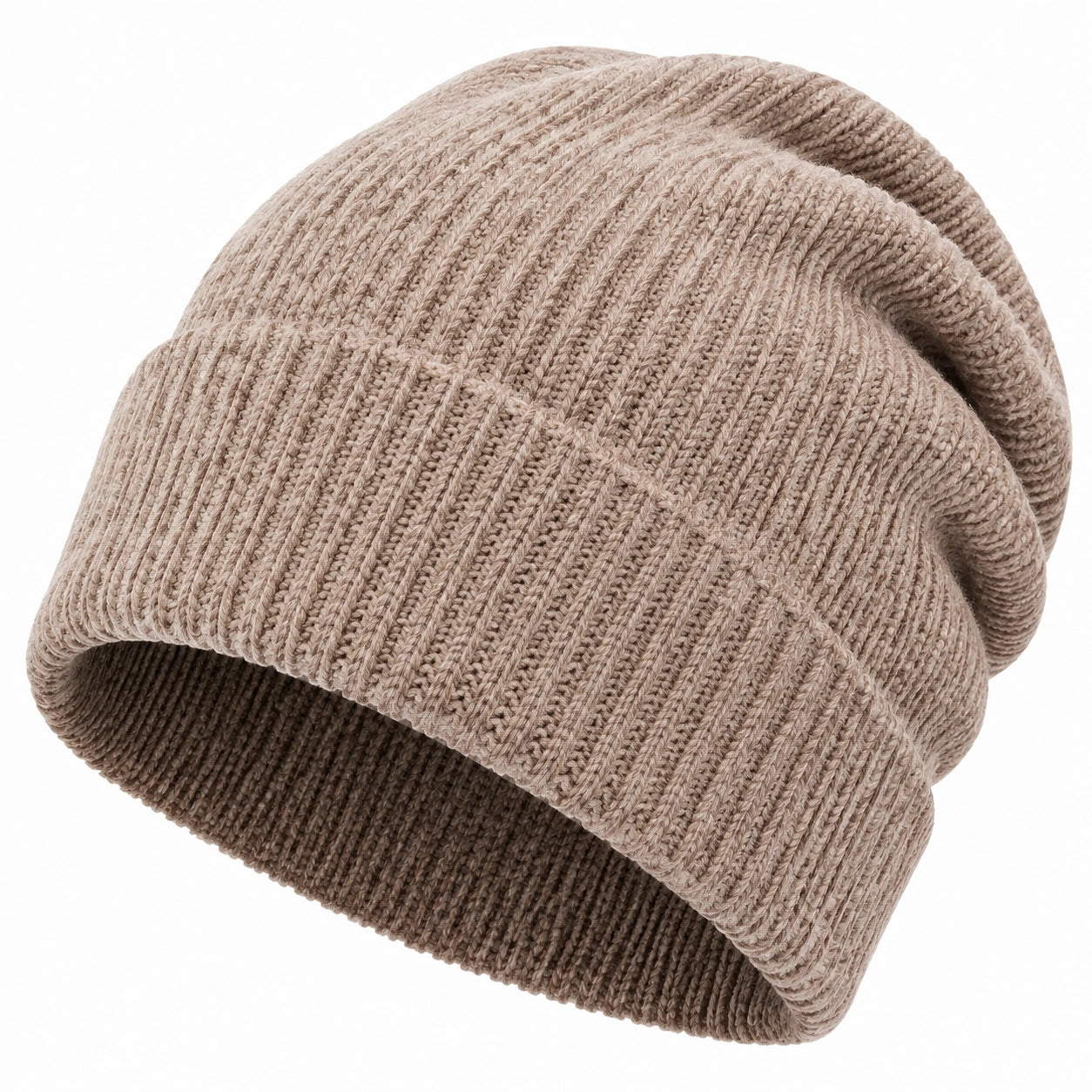 Berretto taglia unica in maglia beige a coste per uso quotidiano stile casual