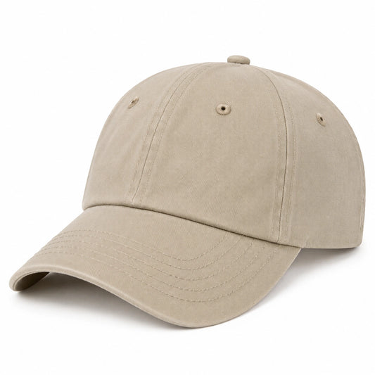 Cappellino da baseball taglia unica in tessuto beige con visiera curva stile casual