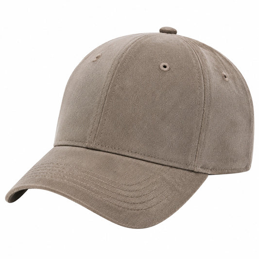 Cappellino da baseball taglia unica in tessuto effetto scamosciato tortora - visiera curva stile casual