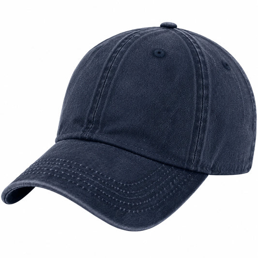 Cappellino da baseball taglia unica in cotone blu navy - visiera curva casual