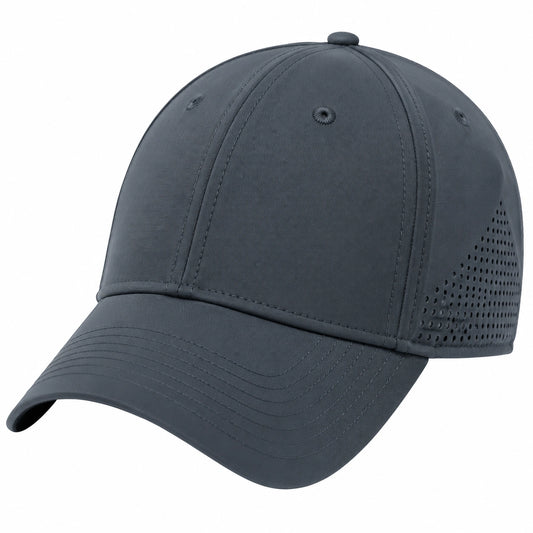 Cappellino da baseball taglia unica in tessuto grigio scuro traspirante con visiera curva