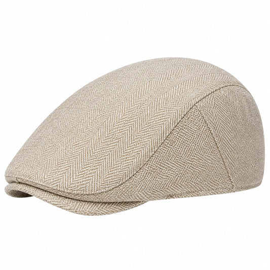 Coppola taglia unica in tessuto beige a spina di pesce - stile classico