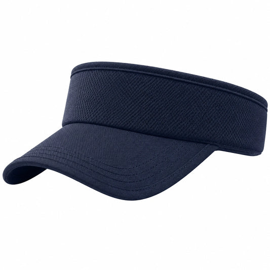 Visiera sportiva taglia unica in tessuto blu navy con tesa curva