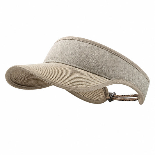 Visiera sportiva taglia unica in tessuto beige regolabile con tesa curva